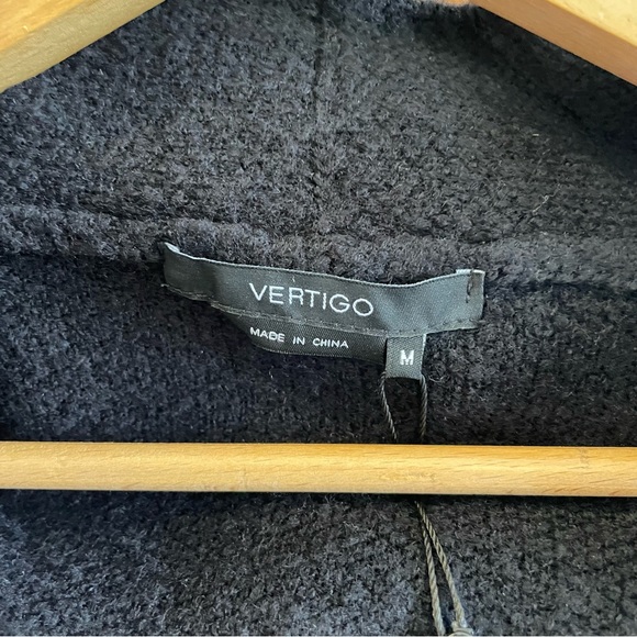 Vertigo Paris Black Open Front Sweater Jacket with Faux Fur Pockets, NWT, M - Picture 8 of 8